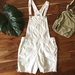 Old Navy White Denim and Rose Gold Overalls
